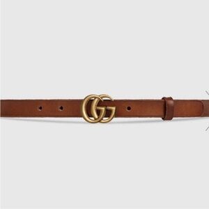 Gucci Double G Thin Leather Belt (women’s)